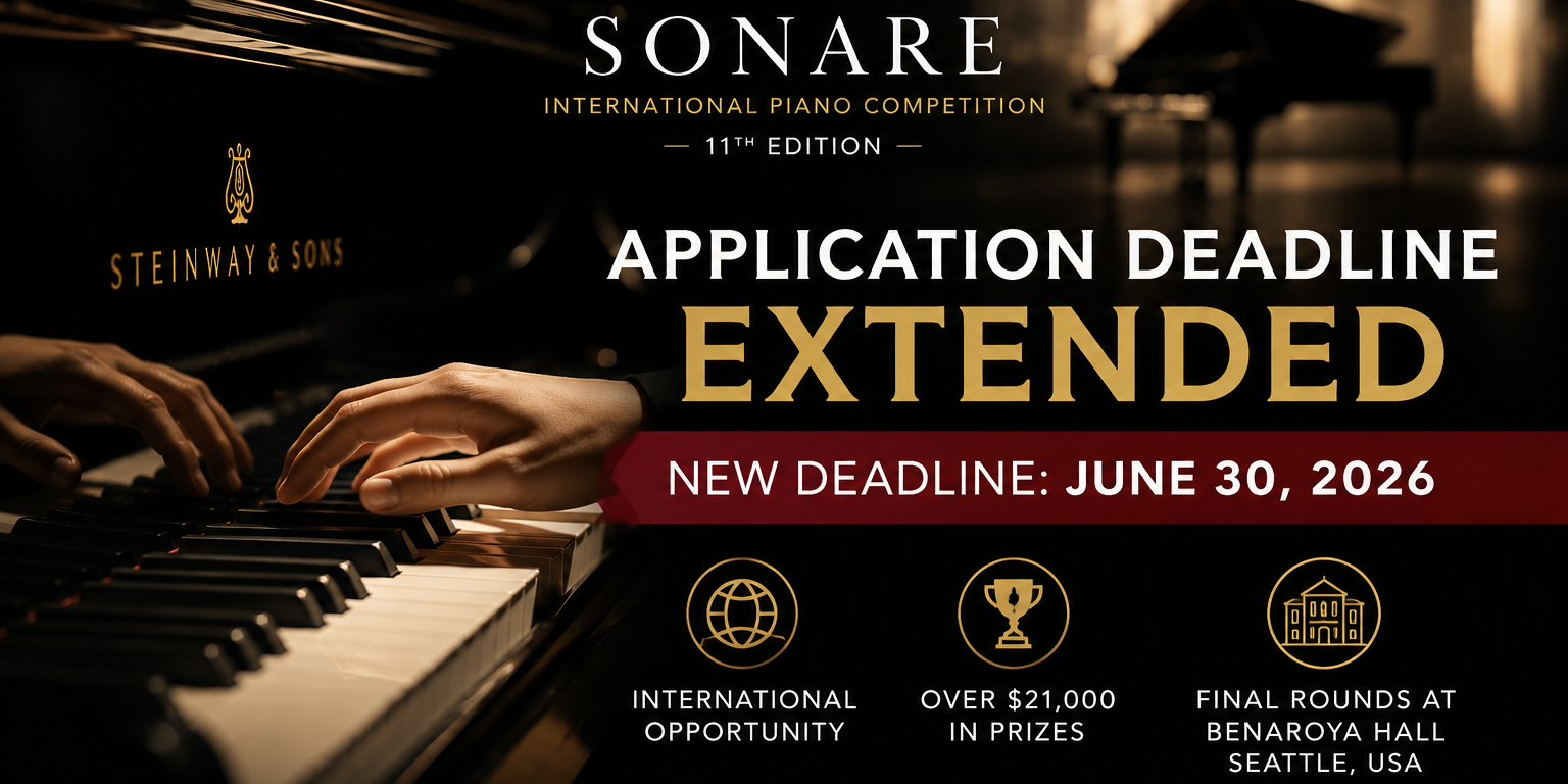 Announcing an international piano competition deadline extension to June 30, 2026